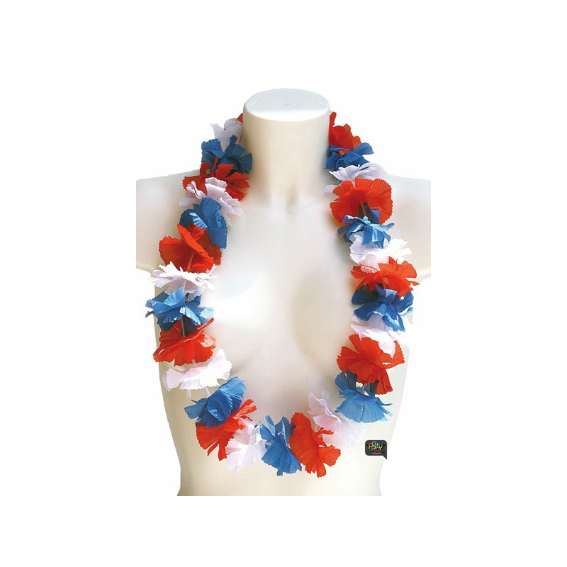Collier équipe de France hawaien, bleu blanc, rouge