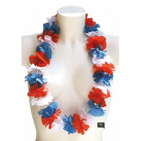 Collier équipe de France hawaien, bleu blanc, rouge