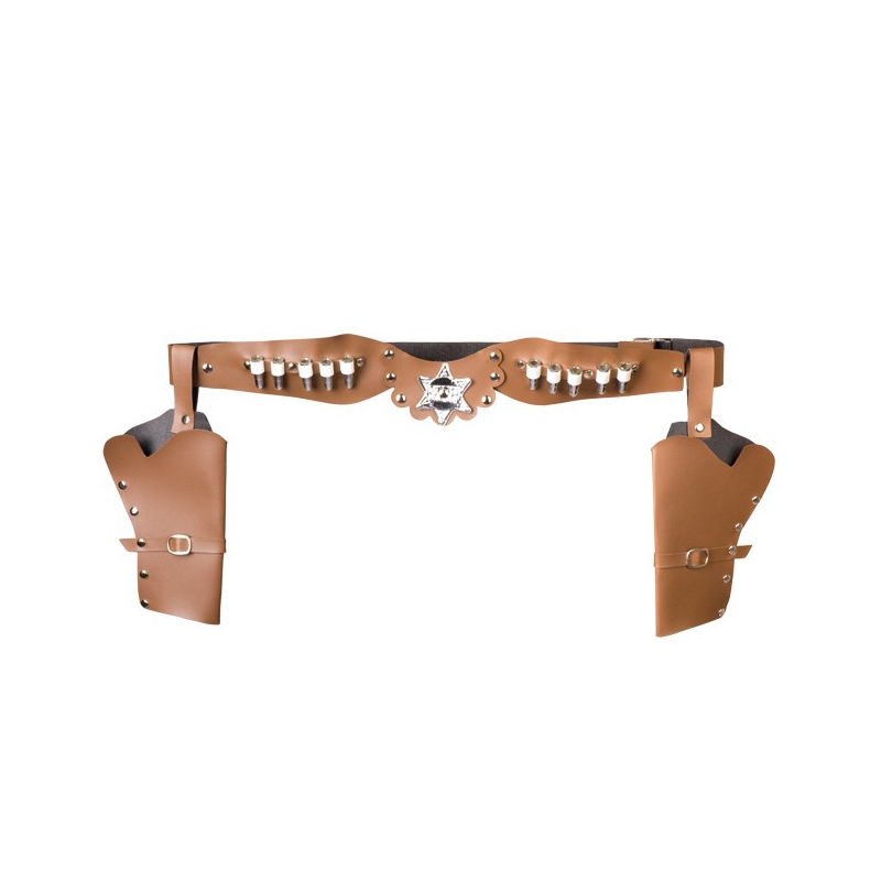 Ceinture cowboy marron avec double holster pour adulte