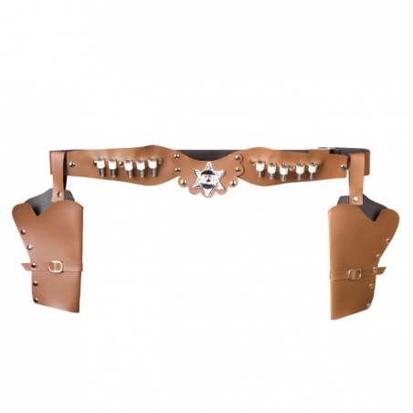 Ceinture cowboy marron avec double holster pour adulte