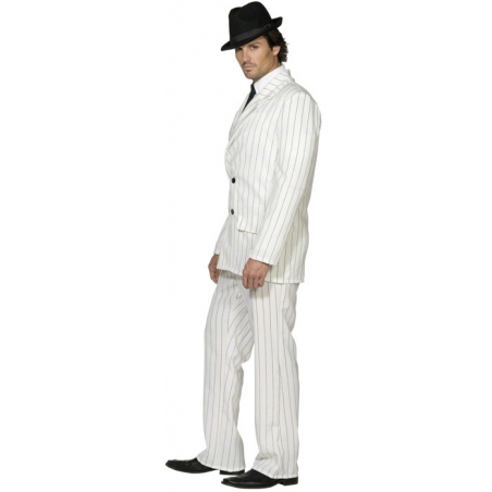 Déguisement années 30 homme gangster blanc avec pantalon, chemise et cravate