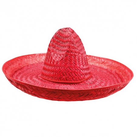 Sombrero rouge pour adulte, chapeau mexicain d'environ 50 cm