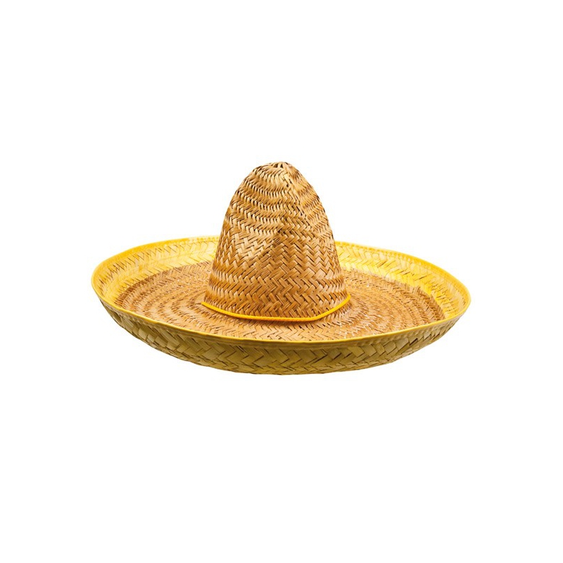 Chapeau mexicain jaune 50 cm, sombrero pour soirée mexicaine