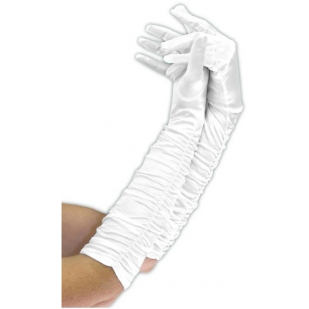Gants blancs plissés 43 cm