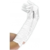 Paire de longs gants blancs plissés d'environ 43 cm, idéale pour compléter votre déguisement de princesse