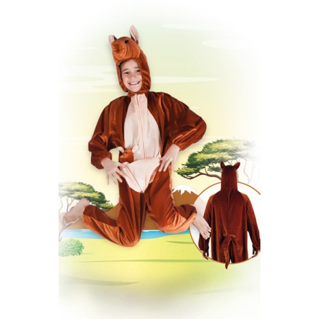 Costume de kangourou pour enfant, combinaison à capuche avec tête de kangourou