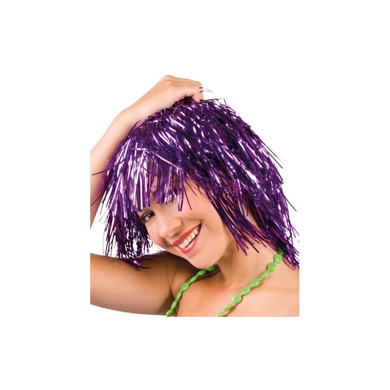 Perruque disco métallique violet 