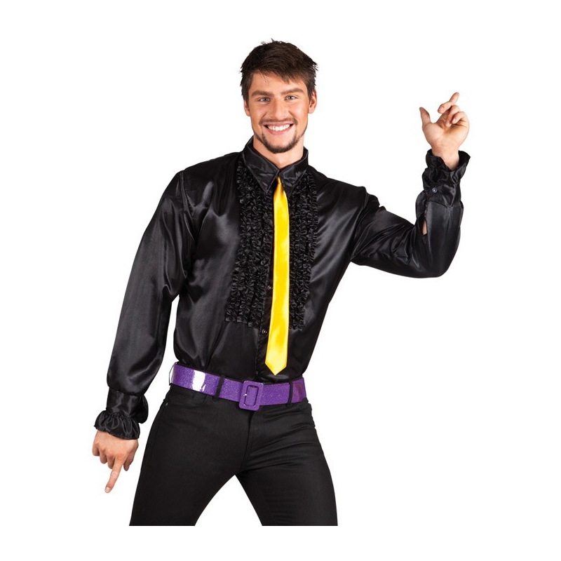 Chemise disco noire pour homme, chemise années 70 également disponible en grande taille