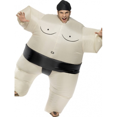 déguisement de sumo gonflable pour adulte avec combinaison et coiffe 