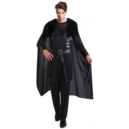 Déguisement de chevalier noir luxe avec haut et cape intégrée,idéale pour incarner un personnage futuriste ou médiéval