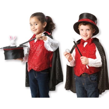 Déguisement magicien pour filles et garçons avec chapeau et baguette magique