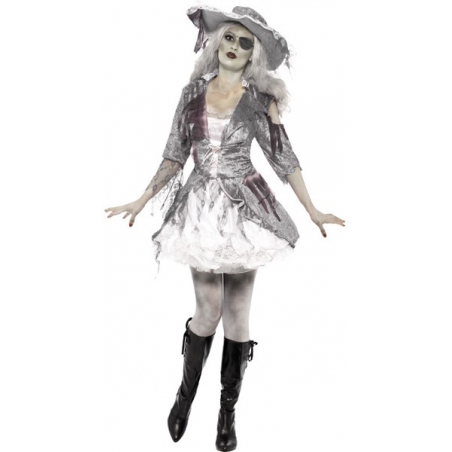 Déguisement de pirate zombie pour femme avec robe et chapeau - costume halloween
