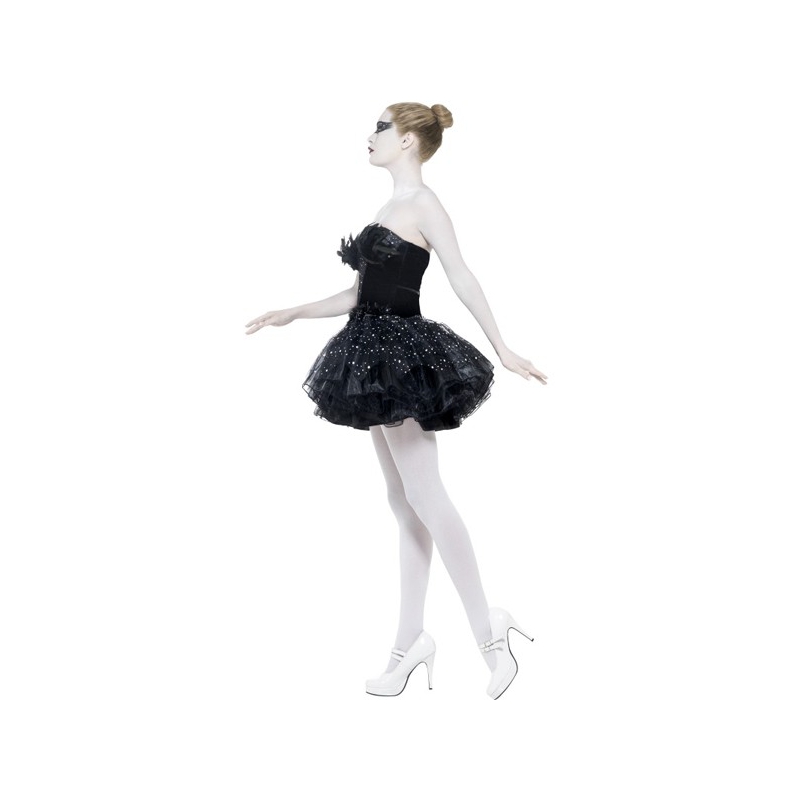 Costume Black Swan pour adulte avec sa robe bustier décorée de plumes noires