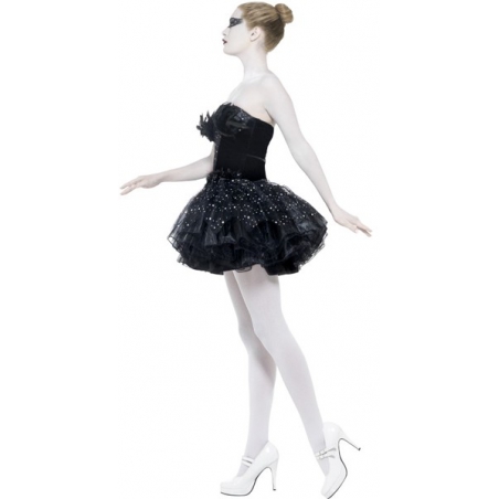 Costume Black Swan pour adulte avec sa robe bustier décorée de plumes noires Costume Black Swan pour adulte avec sa robe bustier décorée de plumes noires