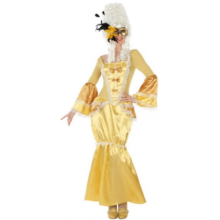 déguisement de marquise couleur or pour femme, costume carnaval marquis marquises