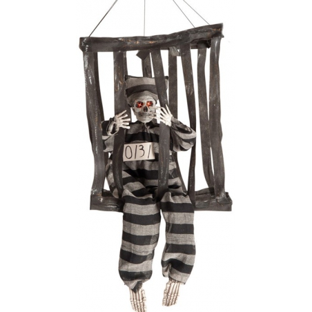 Squelette prisonnier en cage à suspendre pour votre déco d'halloween Squelette prisonnier en cage à suspendre pour votre déco d'halloween