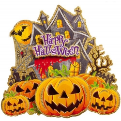 Décoration happy halloween, poster citrouille 40 x 40 cm