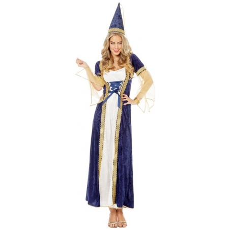 Déguisement médiéval bleu femme  