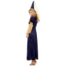 costume médiéval pour femme, robe bleu et chapeau  