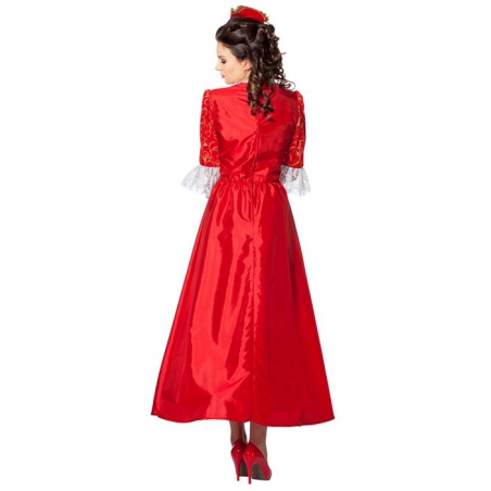 Déguisement de marquise pour femme, longue robe rouge et or - costume marquis marquises