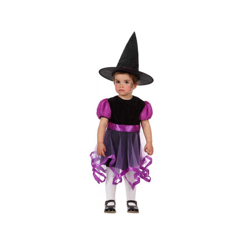 Déguisement halloween bébé 6-12 mois, costume de sorcière violette fille