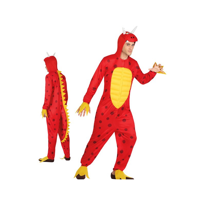 déguisement de dragon rouge adulte, combinaison à capuche - WA434S