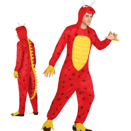 déguisement de dragon rouge adulte, combinaison à capuche - WA434S