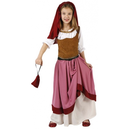 Déguisement d'aubergiste médiévale pour fille, très complet ce costume est idéal pour le carnaval ou une fête médiévale