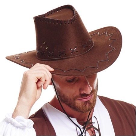 Chapeau de cowboy marron avec coutures