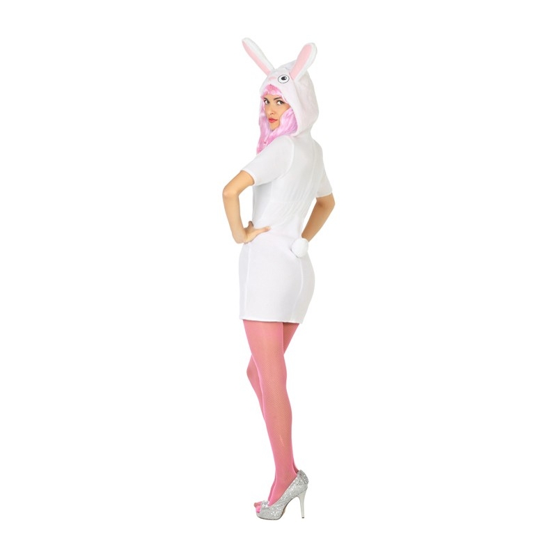 déguisement femme lapin, robe rose et blanche à capuche - déguisement animal