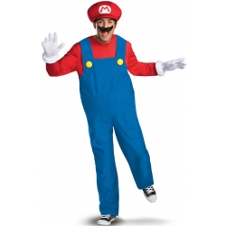 Déguisement Mario adulte, costume Nintendo avec ventre gonflable, gants et moustache