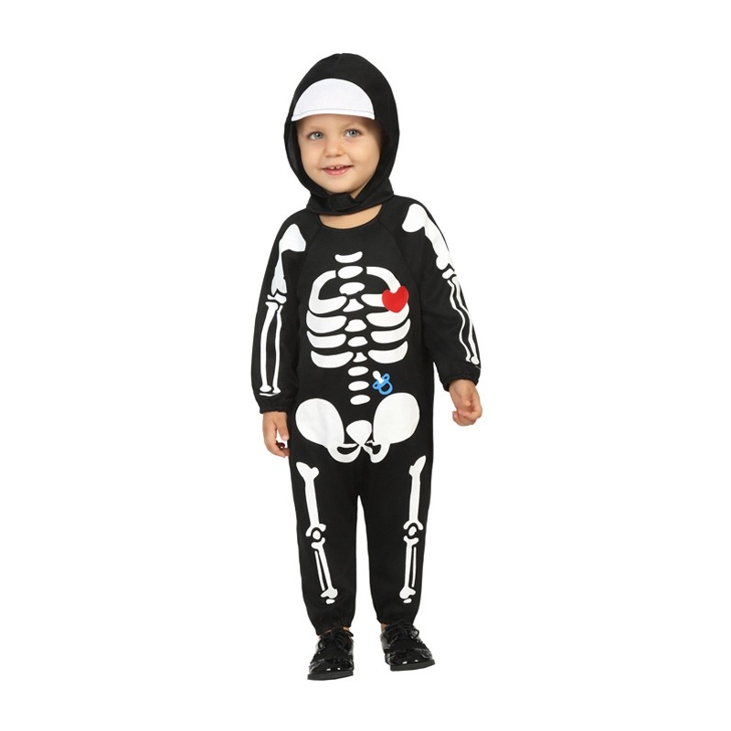 Déguisement de squelette pour bébé, idéal pour halloween ce costume pour bébé comprend une combinaison à cagoule