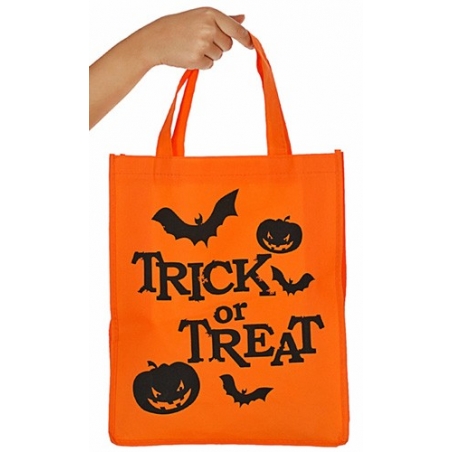 Sac à bonbons Halloween "Trick or Treat" de couleur orange - accessoires et décorations pour halloween Sac à bonbons Halloween "Trick or Treat" de couleur orange - accessoires et décorations pour halloween