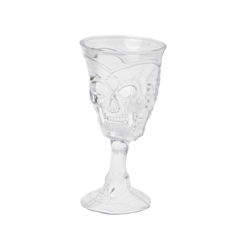 Verre halloween tête de mort en plastique transparent, décoration fête des morts mexicaine et pirates