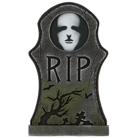 Pierre tombale Halloween lumineuse R.I.P avec visage - décoration halloween 