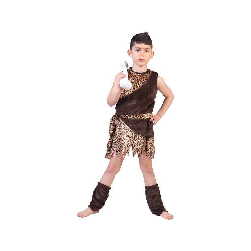 déguisement cro-magnon pour enfant avec tunique, ceinture et jambières