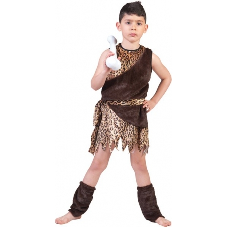 déguisement cro-magnon pour enfant avec tunique, ceinture et jambières