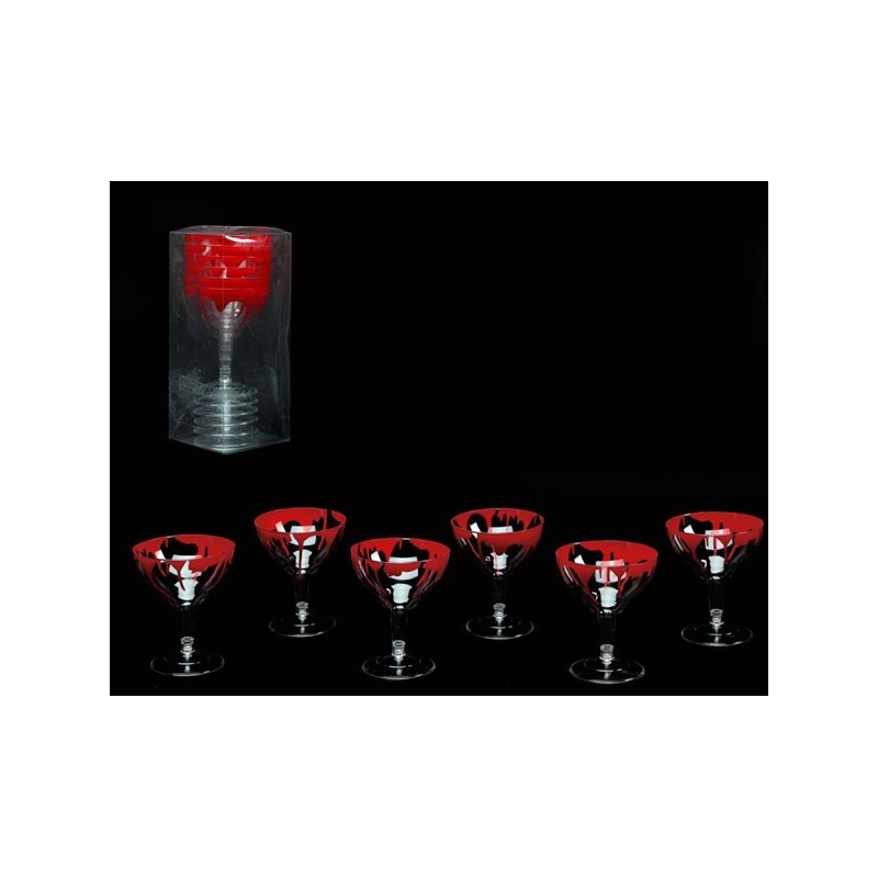 Lot de 6 verres halloween décorés d'une coulée de sang - décoration de table halloween