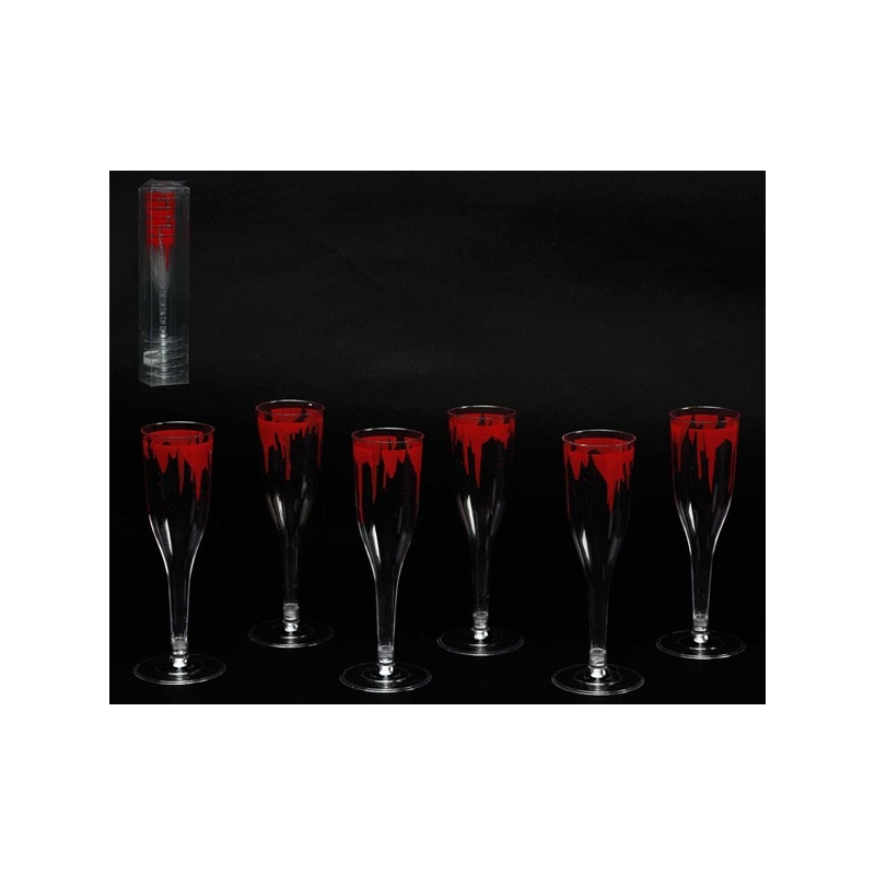 Lot de 6 verres à champagne sanglants, une idée déco idéale pour Halloween