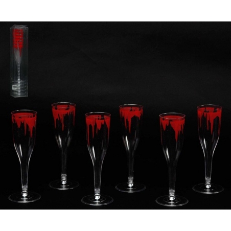 Lot de 6 verres à champagne sanglants, une idée déco idéale pour Halloween