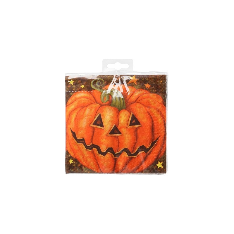 Lot de 20 serviettes halloween, ces serviettes en papier sont décorées d'une citrouille d'halloween