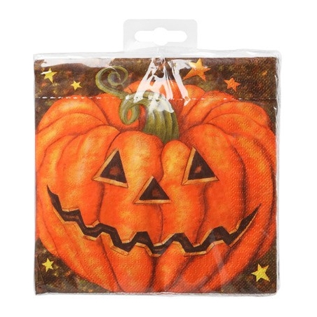 Lot de 20 serviettes halloween, ces serviettes en papier sont décorées d'une citrouille d'halloween