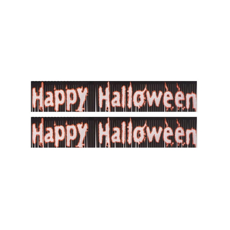 Banderole Happy Halloween noire et rouge - décoration halloween