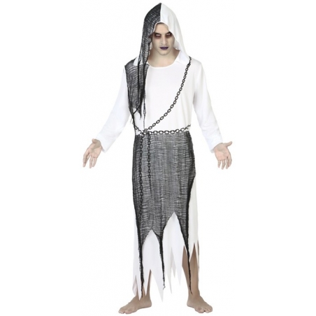 Déguisement de fantome pour homme avec tunique noire et blanche - anges et démons Déguisement de fantome pour homme avec tunique noire et blanche - anges et démons