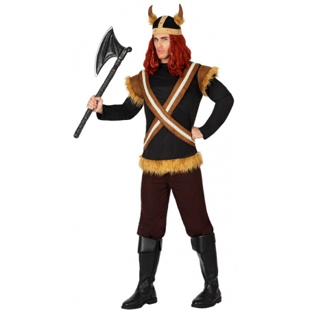 Déguisement de viking pour homme avec tunique, pantalon et casque Déguisement de viking pour homme avec tunique, pantalon et casque