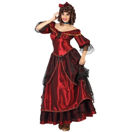Ce déguisement belle du sud se compose d'une longue robe de princessse de couleur bordeaux Ce déguisement belle du sud se compose d'une longue robe de princessse de couleur bordeaux