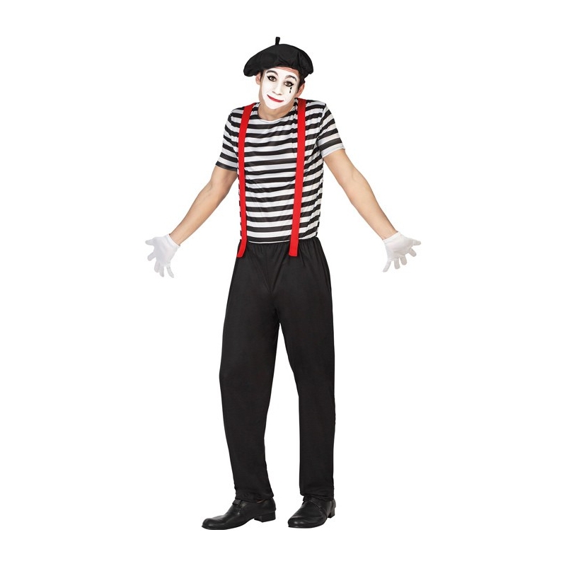 déguisement de mime pour homme idéal pour le carnaval ou une soirée noir et blanc