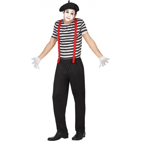 déguisement de mime pour homme idéal pour le carnaval ou une soirée noir et blanc