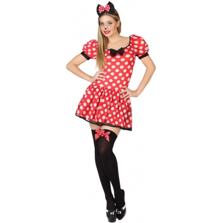 Déguisement Minnie femme souris avec et robe et serre-tête - dessin animé et EVJF Déguisement Minnie femme souris avec et robe et serre-tête - dessin animé et EVJF