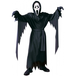 Déguisement Scream 10 - 12 ans, tunique noire à capuche avec ceinture et masque de Scream